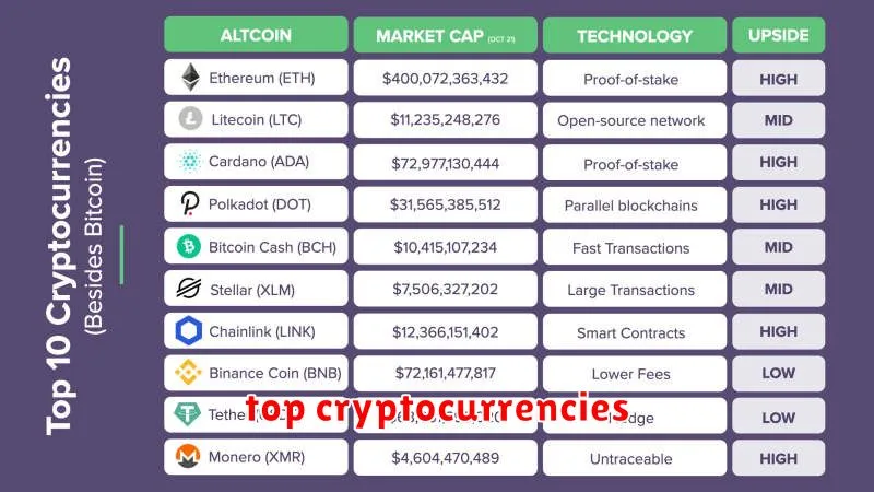 top cryptocurrencies